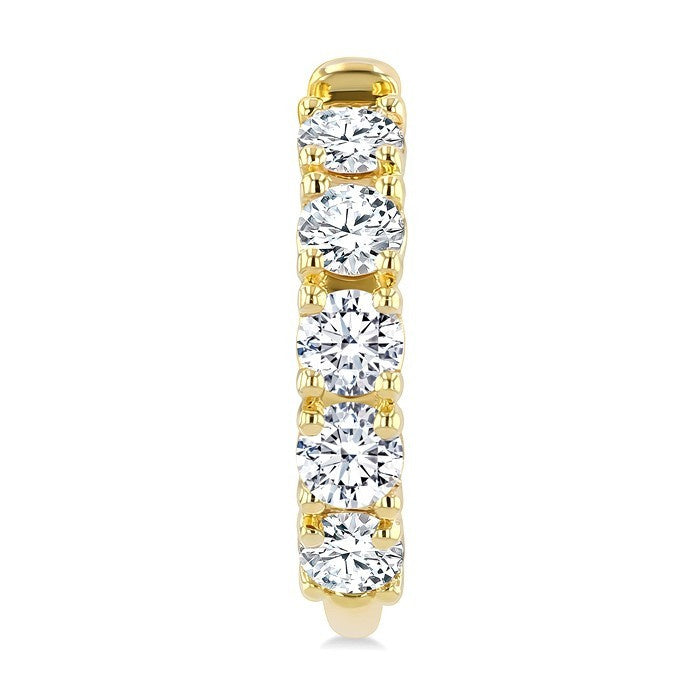 3/4 Ctw Round Cut Diamond Link Fashion Half Hoop Earrings in 14K Yellow Gold