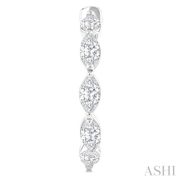 3/4 Ctw Marquise Cut Diamond Fashion Half Hoop Earrings in 14K White Gold