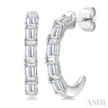 3/4 Ctw Octagon Cut Diamond Link Fashion Half Hoop Earrings in 14K White Gold