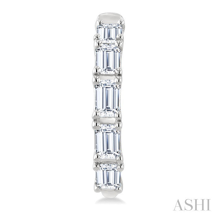 3/4 Ctw Octagon Cut Diamond Link Fashion Half Hoop Earrings in 14K White Gold
