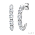 3/4 Ctw Oval Cut Diamond Link Fashion Half Hoop Earrings in 14K White Gold
