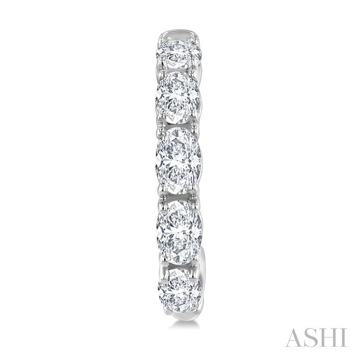 3/4 Ctw Oval Cut Diamond Link Fashion Half Hoop Earrings in 14K White Gold