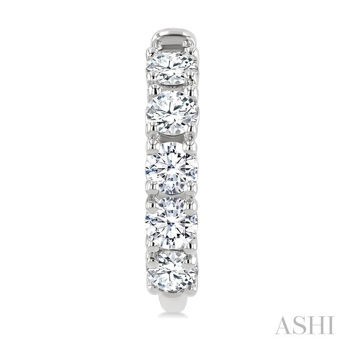 3/4 Ctw Round Cut Diamond Link Fashion Half Hoop Earrings in 14K White Gold