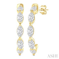 3/4 Ctw Marquise Cut Diamond Fashion Half Hoop Earrings in 14K Yellow Gold