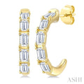 3/4 Ctw Octagon Cut Diamond Link Fashion Half Hoop Earrings in 14K Yellow Gold