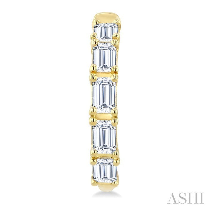 3/4 Ctw Octagon Cut Diamond Link Fashion Half Hoop Earrings in 14K Yellow Gold