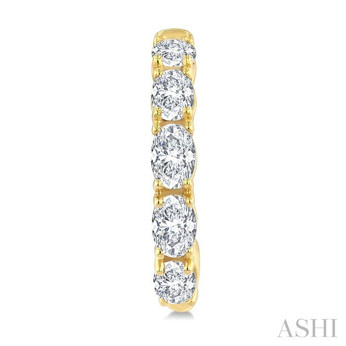 3/4 Ctw Oval Cut Diamond Link Fashion Half Hoop Earrings in 14K Yellow Gold