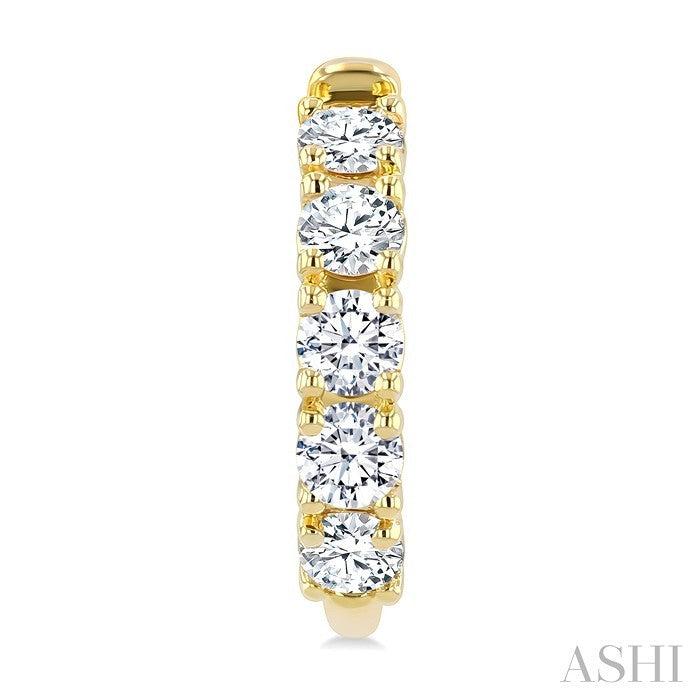 3/4 Ctw Round Cut Diamond Link Fashion Half Hoop Earrings in 14K Yellow Gold