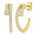 1/2 Ctw Round Cut Diamond Fashion Half Hoop Earrings in 14K Yellow Gold
