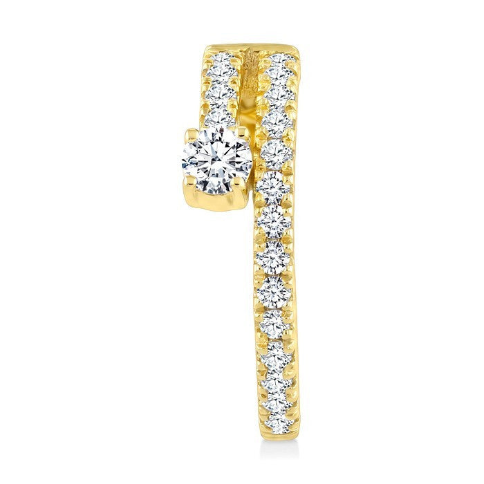 1/2 Ctw Round Cut Diamond Fashion Half Hoop Earrings in 14K Yellow Gold