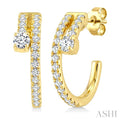 1/2 Ctw Round Cut Diamond Fashion Half Hoop Earrings in 14K Yellow Gold