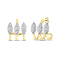 1/5 Ctw Round Cut Diamond Marquise Shape 3 Row Fashion Earrings in 10K Yellow and White Gold