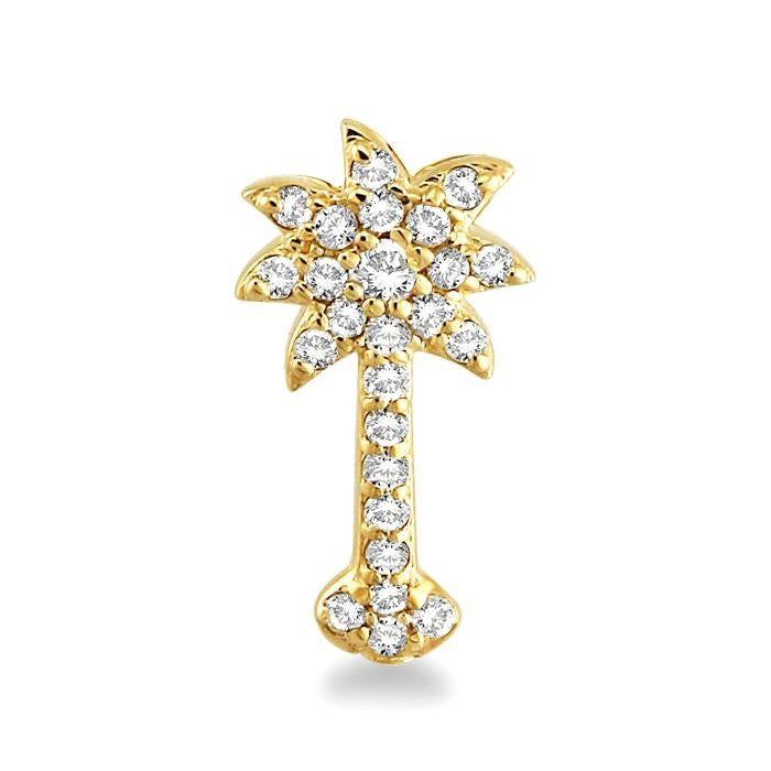 1/4 Ctw Round Cut Diamond Palm Tree Earrings in 14K Yellow Gold