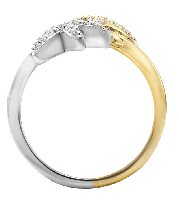 Diamond two-tone starfish ring through view