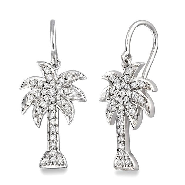 1/2 Ctw Round Cut Diamond Palm Tree Earrings in 14K White Gold