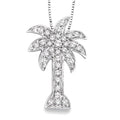 1/2 Ctw Round Cut Diamond Palm Tree Pendant in 14K White Gold with Chain