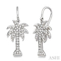1/2 Ctw Round Cut Diamond Palm Tree Earrings in 14K White Gold