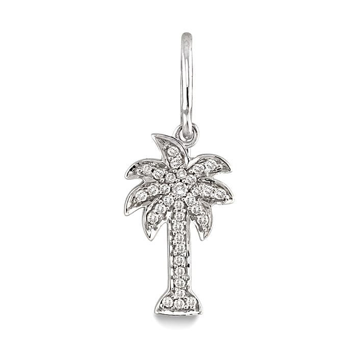 1/4 Ctw Palm Tree Round Cut Diamond Earrings in 14K White Gold