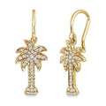 1/4 Ctw Palm Tree Round Cut Diamond Earrings in 14K Yellow Gold
