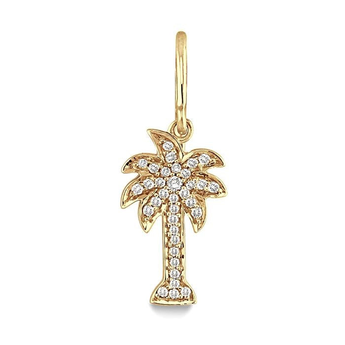 1/4 Ctw Palm Tree Round Cut Diamond Earrings in 14K Yellow Gold
