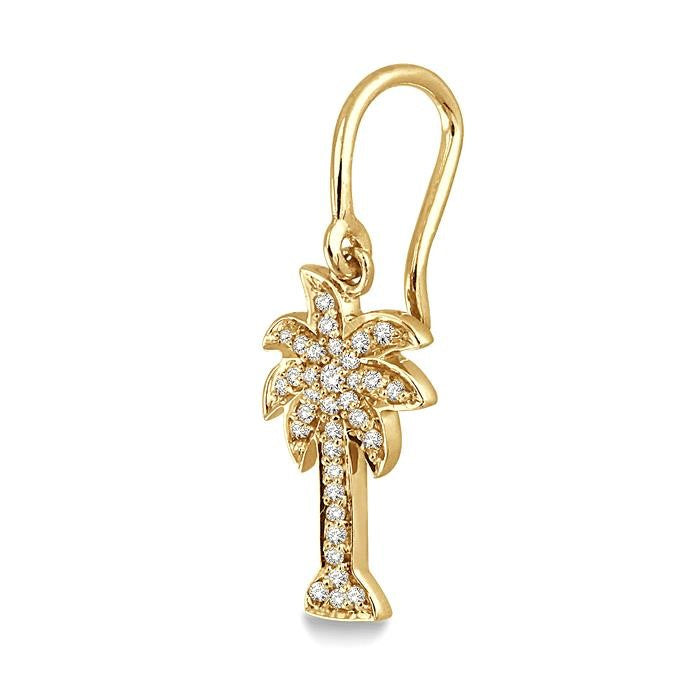 1/4 Ctw Palm Tree Round Cut Diamond Earrings in 14K Yellow Gold