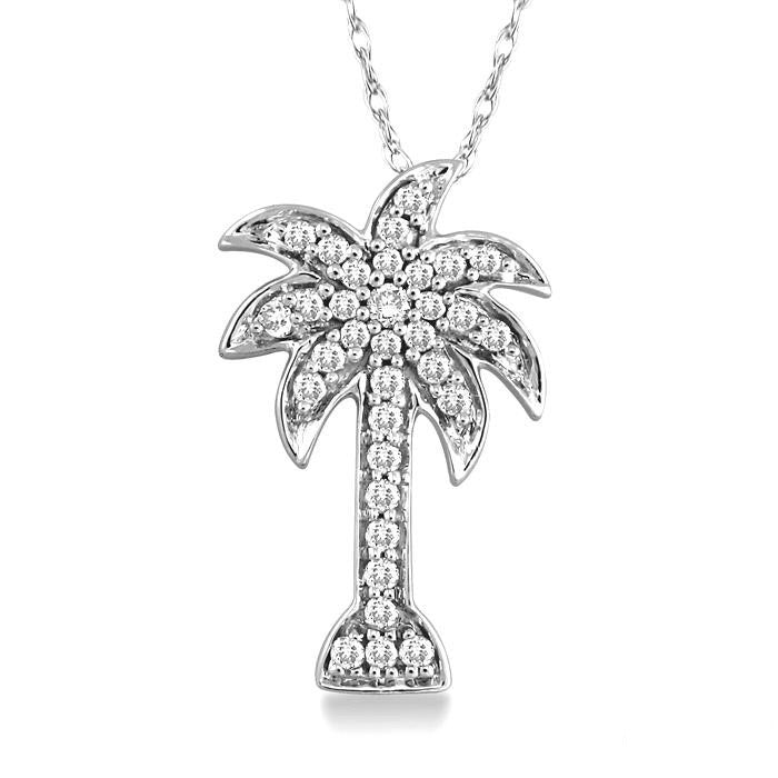 Valora Oleander Palm Tree Diamond Fashion Pendant