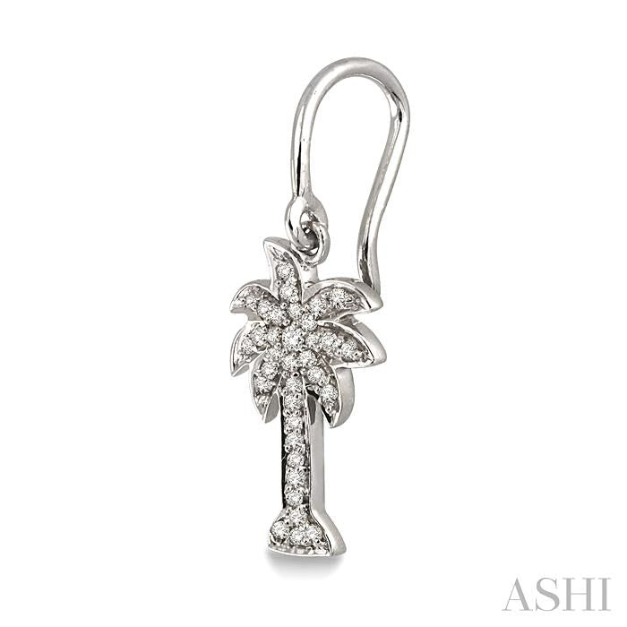 1/4 Ctw Palm Tree Round Cut Diamond Earrings in 14K White Gold