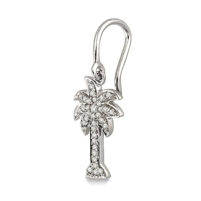 1/4 Ctw Palm Tree Round Cut Diamond Earrings in 14K White Gold
