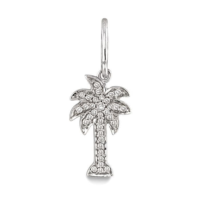 1/4 Ctw Palm Tree Round Cut Diamond Earrings in 14K White Gold