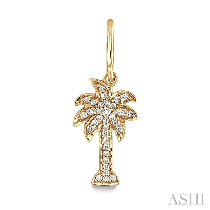 1/4 Ctw Palm Tree Round Cut Diamond Earrings in 14K Yellow Gold