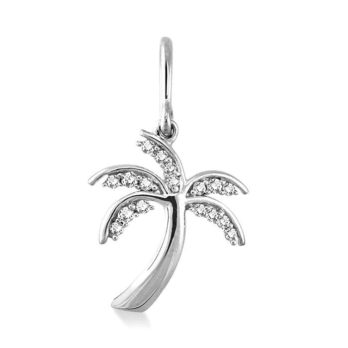 1/4 Ctw Palm Tree Round Cut Diamond Earrings in 14K White Gold