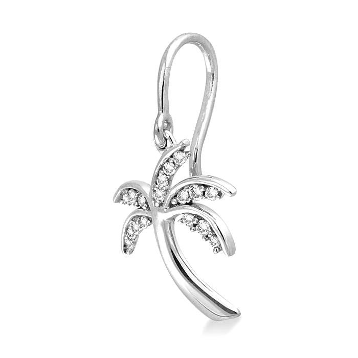 1/4 Ctw Palm Tree Round Cut Diamond Earrings in 14K White Gold