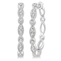 1/6 Ctw Marquise & Circle Motif Round Cut Diamond Hoop Earrings in 10K White Gold