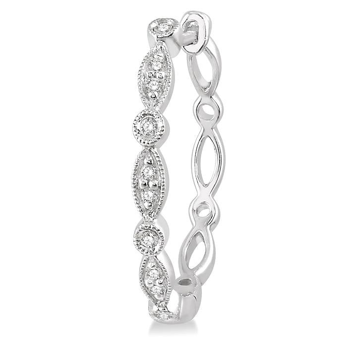 1/6 Ctw Marquise & Circle Motif Round Cut Diamond Hoop Earrings in 10K White Gold