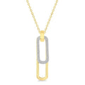 3/8 Ctw Two Tone Paperclip Round Cut Diamond Pendant With Chain in 14K Yellow and White Gold