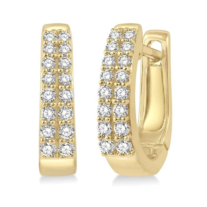1/3 Ctw Round Cut Diamond Petite Huggie Earrings in 14K Yellow Gold
