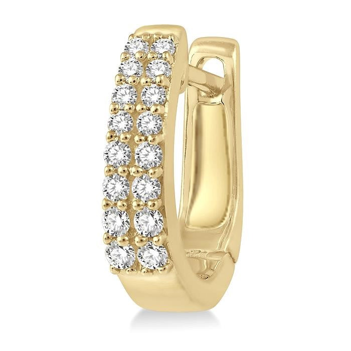 1/3 Ctw Round Cut Diamond Petite Huggie Earrings in 14K Yellow Gold