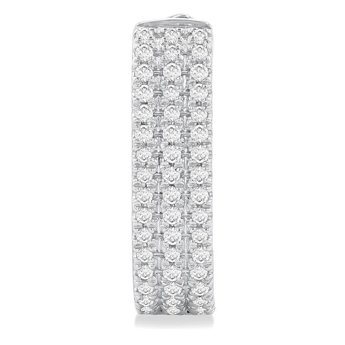 1/3 Ctw Triple Row Round Cut Diamond Hoop Earrings in 10K White Gold