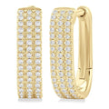 1/3 Ctw Triple Row Round Cut Diamond Hoop Earrings in 10K Yellow Gold