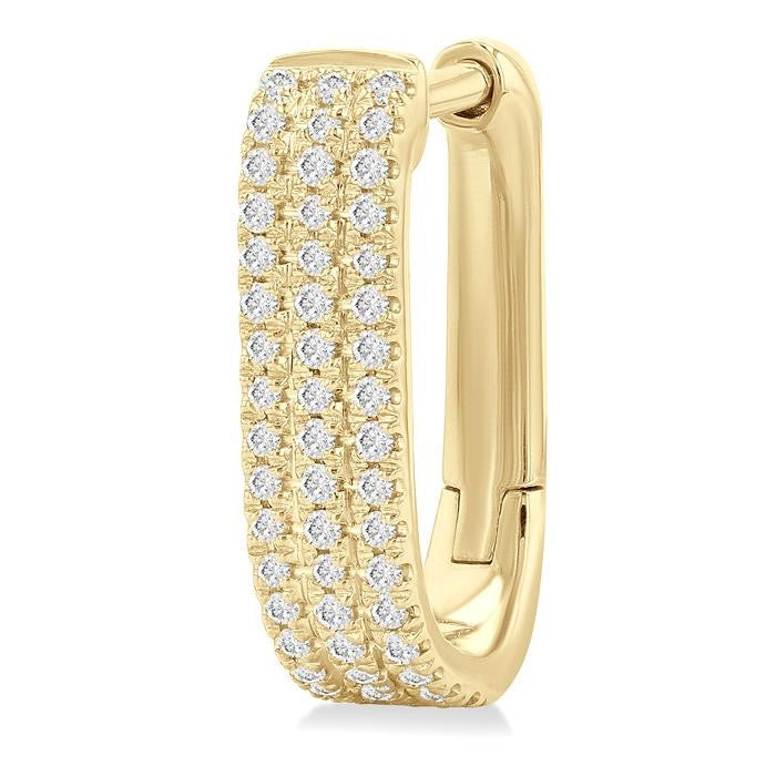 1/3 Ctw Triple Row Round Cut Diamond Hoop Earrings in 10K Yellow Gold