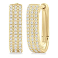 Three Row Diamond Hoop Earrings