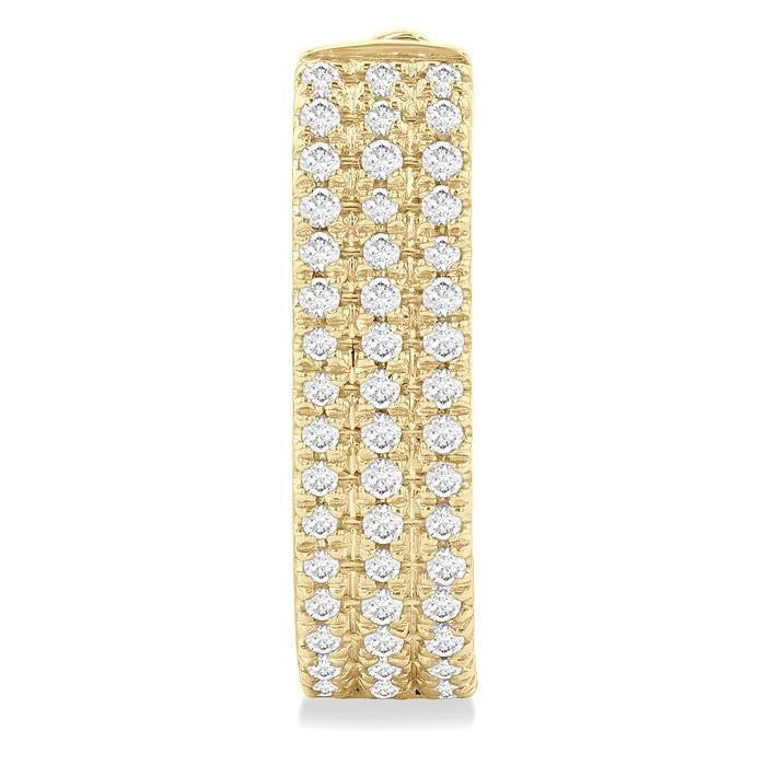 Three Row Diamond Hoop Earrings