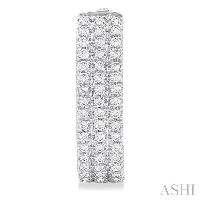 1/3 Ctw Triple Row Round Cut Diamond Hoop Earrings in 10K White Gold