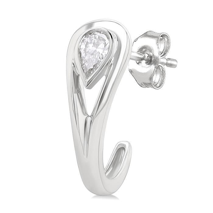Pear Shape Diamond Half Hoop Fashion Earrings