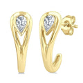 1/3 Ctw Pear Cut Diamond Half Hoop Fashion Earrings in 14K Yellow Gold