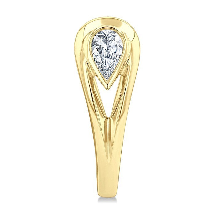 1/3 Ctw Pear Cut Diamond Half Hoop Fashion Earrings in 14K Yellow Gold