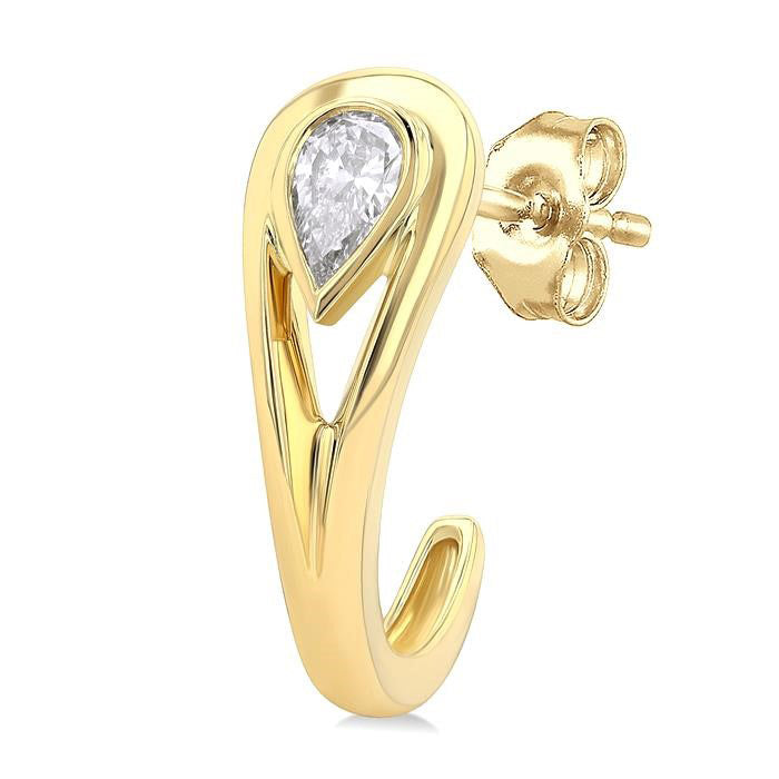 Pear Shape Diamond Half Hoop Fashion Earrings