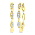 1/6 Ctw Marquise Shape Carving Round Cut Diamond Fashion Hoop Earrings in 10K Yellow Gold