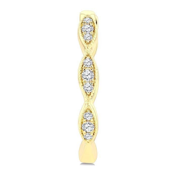 1/6 Ctw Marquise Shape Carving Round Cut Diamond Fashion Hoop Earrings in 10K Yellow Gold