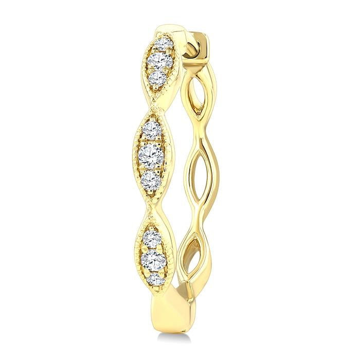 1/6 Ctw Marquise Shape Carving Round Cut Diamond Fashion Hoop Earrings in 10K Yellow Gold